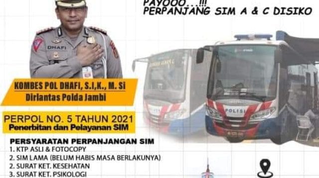 Tempat perpanjangan SIM di Kota Jambi