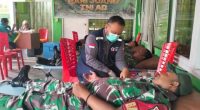 Personel Kodim Bute saat melakukan proses donor darah dalam rangka memperingati hari juang TNI AD. (Ist)